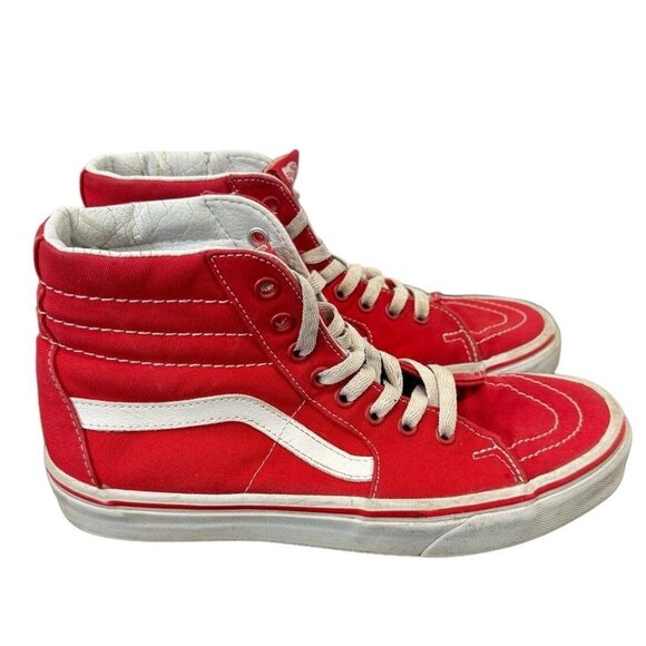 Vans Off The Wall Unisex Hi Top Red/White Skateboarding Racing Sneaker 7M 8.5W - Picture 3 of 14